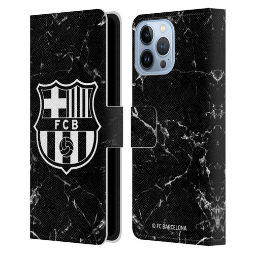 FC Barcelona Crest Patterns Black Marble Leather Book Wallet Case Cover For Apple iPhone 13 Pro Max
