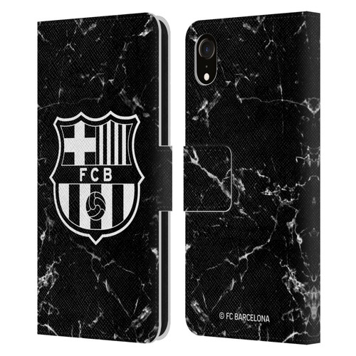 FC Barcelona Crest Patterns Black Marble Leather Book Wallet Case Cover For Apple iPhone XR