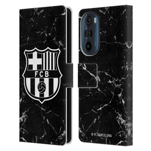 FC Barcelona Crest Patterns Black Marble Leather Book Wallet Case Cover For Motorola Edge 30