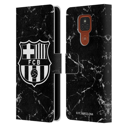 FC Barcelona Crest Patterns Black Marble Leather Book Wallet Case Cover For Motorola Moto E7 Plus