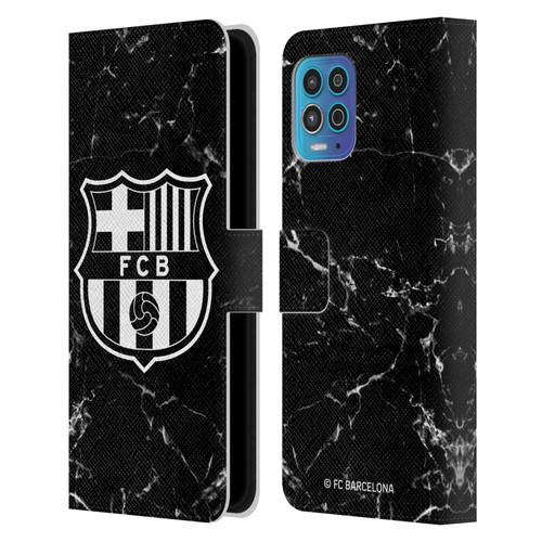 FC Barcelona Crest Patterns Black Marble Leather Book Wallet Case Cover For Motorola Moto G100