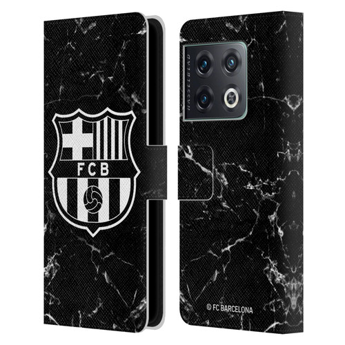 FC Barcelona Crest Patterns Black Marble Leather Book Wallet Case Cover For OnePlus 10 Pro
