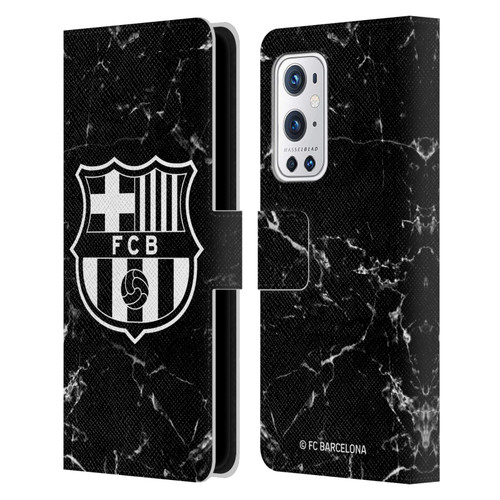 FC Barcelona Crest Patterns Black Marble Leather Book Wallet Case Cover For OnePlus 9 Pro