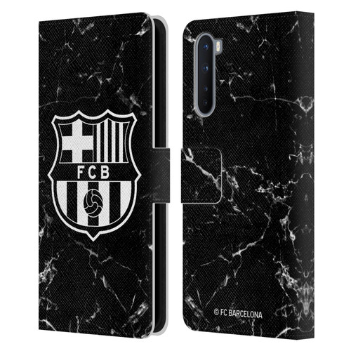 FC Barcelona Crest Patterns Black Marble Leather Book Wallet Case Cover For OnePlus Nord 5G
