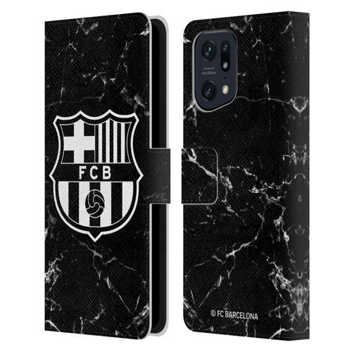 FC Barcelona Crest Patterns Black Marble Leather Book Wallet Case Cover For OPPO Find X5