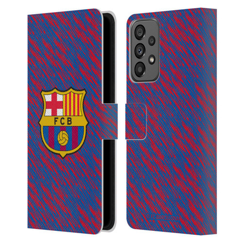 FC Barcelona Crest Patterns Glitch Leather Book Wallet Case Cover For Samsung Galaxy A73 5G (2022)