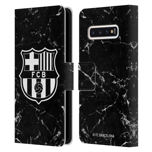 FC Barcelona Crest Patterns Black Marble Leather Book Wallet Case Cover For Samsung Galaxy S10