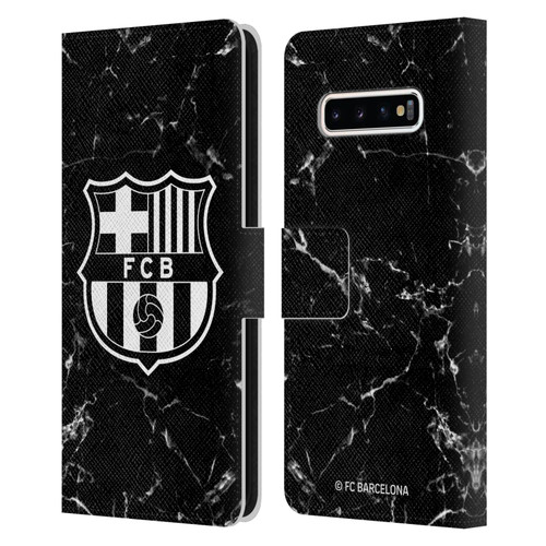 FC Barcelona Crest Patterns Black Marble Leather Book Wallet Case Cover For Samsung Galaxy S10+ / S10 Plus