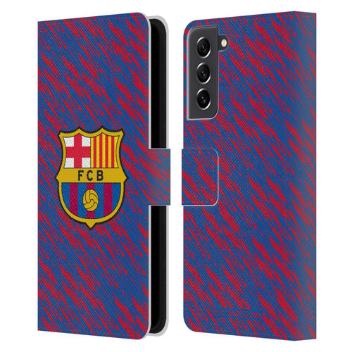 FC Barcelona Crest Patterns Glitch Leather Book Wallet Case Cover For Samsung Galaxy S21 FE 5G