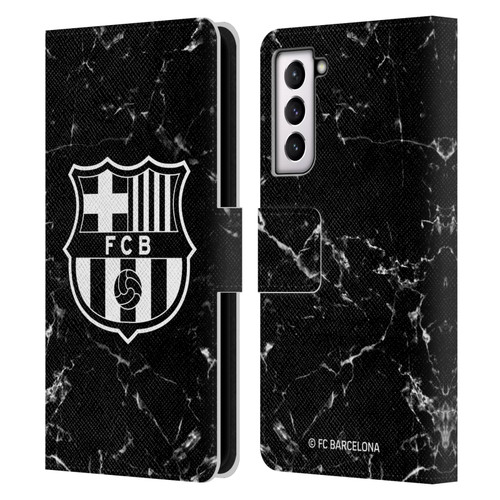 FC Barcelona Crest Patterns Black Marble Leather Book Wallet Case Cover For Samsung Galaxy S21 5G
