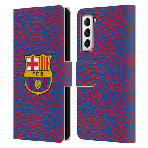 FC Barcelona Crest Patterns Glitch Leather Book Wallet Case Cover For Samsung Galaxy S21 5G