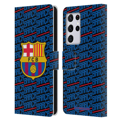 FC Barcelona Crest Patterns Barca Leather Book Wallet Case Cover For Samsung Galaxy S21 Ultra 5G