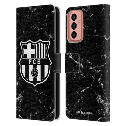 FC Barcelona Crest Patterns Black Marble Leather Book Wallet Case Cover For Samsung Galaxy M13 (2022)