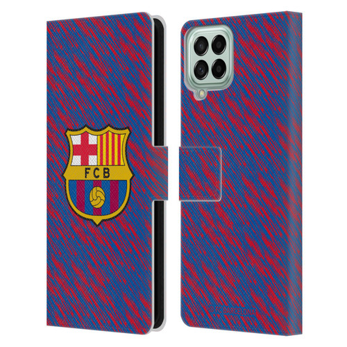 FC Barcelona Crest Patterns Glitch Leather Book Wallet Case Cover For Samsung Galaxy M53 (2022)
