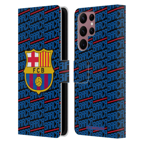 FC Barcelona Crest Patterns Barca Leather Book Wallet Case Cover For Samsung Galaxy S22 Ultra 5G