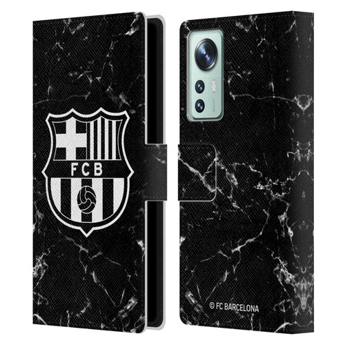 FC Barcelona Crest Patterns Black Marble Leather Book Wallet Case Cover For Xiaomi 12