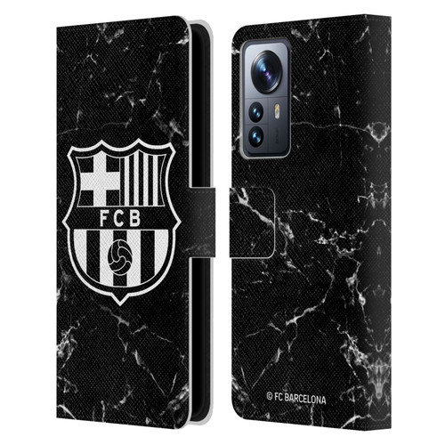 FC Barcelona Crest Patterns Black Marble Leather Book Wallet Case Cover For Xiaomi 12 Pro