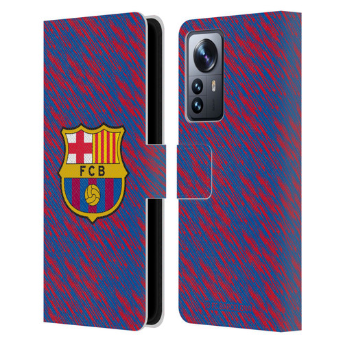 FC Barcelona Crest Patterns Glitch Leather Book Wallet Case Cover For Xiaomi 12 Pro