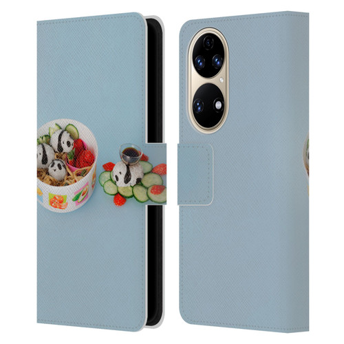 Pepino De Mar Foods Panda Rice Ball Leather Book Wallet Case Cover For Huawei P50