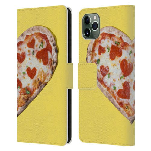 Pepino De Mar Foods Heart Pizza Leather Book Wallet Case Cover For Apple iPhone 11 Pro Max