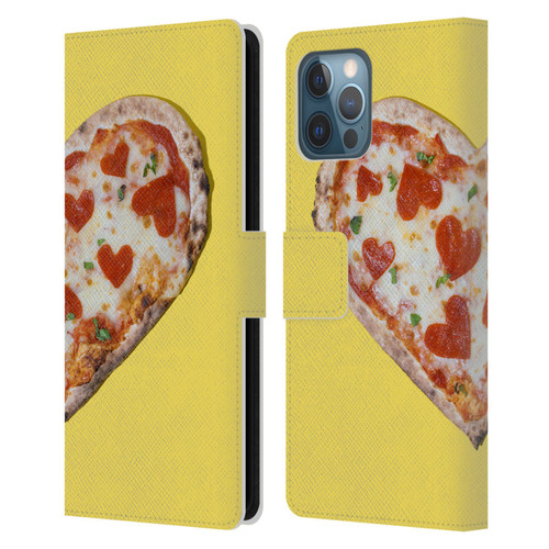 Pepino De Mar Foods Heart Pizza Leather Book Wallet Case Cover For Apple iPhone 12 Pro Max