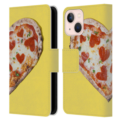 Pepino De Mar Foods Heart Pizza Leather Book Wallet Case Cover For Apple iPhone 13 Mini