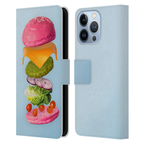 Pepino De Mar Foods Burger 2 Leather Book Wallet Case Cover For Apple iPhone 13 Pro