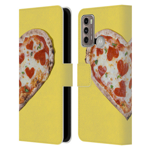 Pepino De Mar Foods Heart Pizza Leather Book Wallet Case Cover For Motorola Moto G60 / Moto G40 Fusion