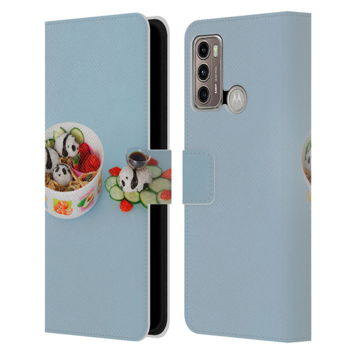 Pepino De Mar Foods Panda Rice Ball Leather Book Wallet Case Cover For Motorola Moto G60 / Moto G40 Fusion