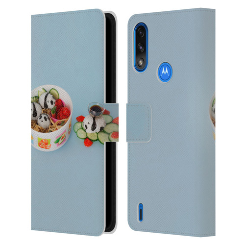 Pepino De Mar Foods Panda Rice Ball Leather Book Wallet Case Cover For Motorola Moto E7 Power / Moto E7i Power