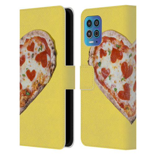 Pepino De Mar Foods Heart Pizza Leather Book Wallet Case Cover For Motorola Moto G100