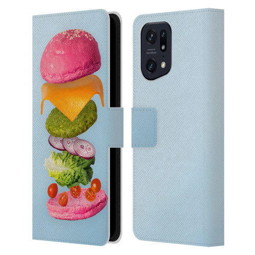 Pepino De Mar Foods Burger 2 Leather Book Wallet Case Cover For OPPO Find X5