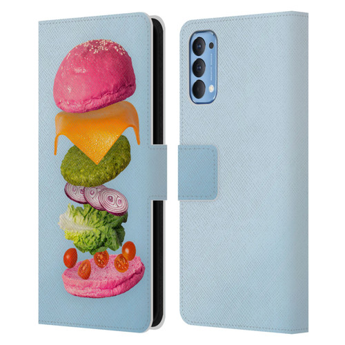 Pepino De Mar Foods Burger 2 Leather Book Wallet Case Cover For OPPO Reno 4 5G