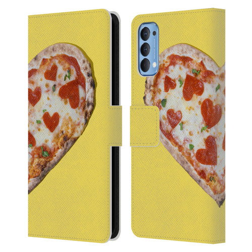 Pepino De Mar Foods Heart Pizza Leather Book Wallet Case Cover For OPPO Reno 4 5G