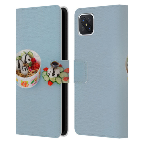 Pepino De Mar Foods Panda Rice Ball Leather Book Wallet Case Cover For OPPO Reno4 Z 5G