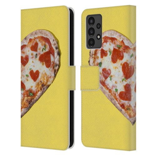 Pepino De Mar Foods Heart Pizza Leather Book Wallet Case Cover For Samsung Galaxy A13 (2022)