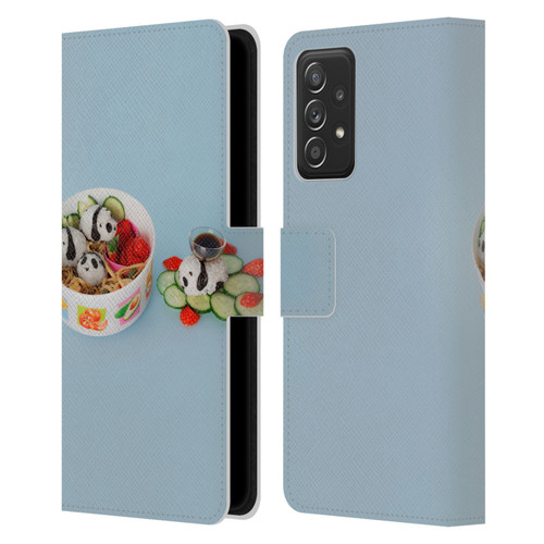Pepino De Mar Foods Panda Rice Ball Leather Book Wallet Case Cover For Samsung Galaxy A52 / A52s / 5G (2021)