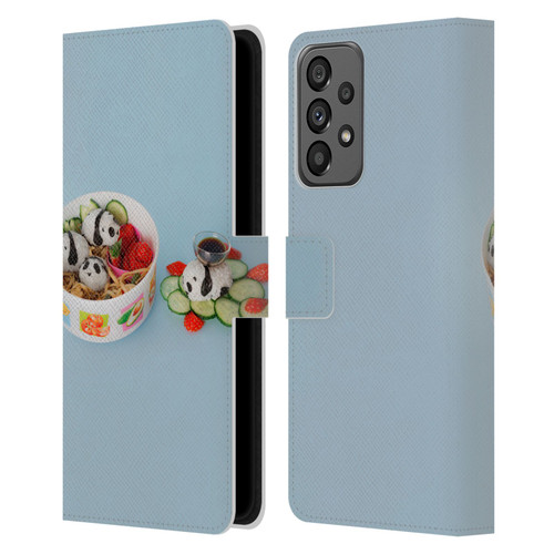 Pepino De Mar Foods Panda Rice Ball Leather Book Wallet Case Cover For Samsung Galaxy A73 5G (2022)