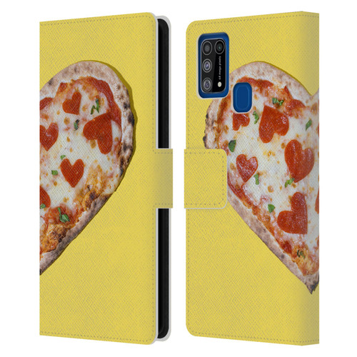 Pepino De Mar Foods Heart Pizza Leather Book Wallet Case Cover For Samsung Galaxy M31 (2020)