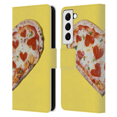 Pepino De Mar Foods Heart Pizza Leather Book Wallet Case Cover For Samsung Galaxy S22 5G