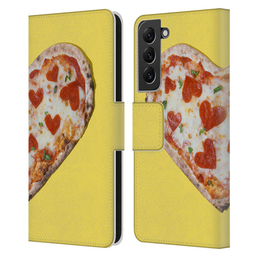 Pepino De Mar Foods Heart Pizza Leather Book Wallet Case Cover For Samsung Galaxy S22+ 5G