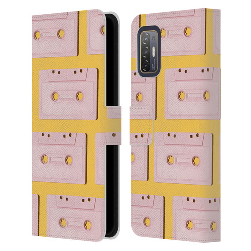 Pepino De Mar Patterns 2 Cassette Tape Leather Book Wallet Case Cover For HTC Desire 21 Pro 5G