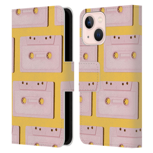 Pepino De Mar Patterns 2 Cassette Tape Leather Book Wallet Case Cover For Apple iPhone 13 Mini