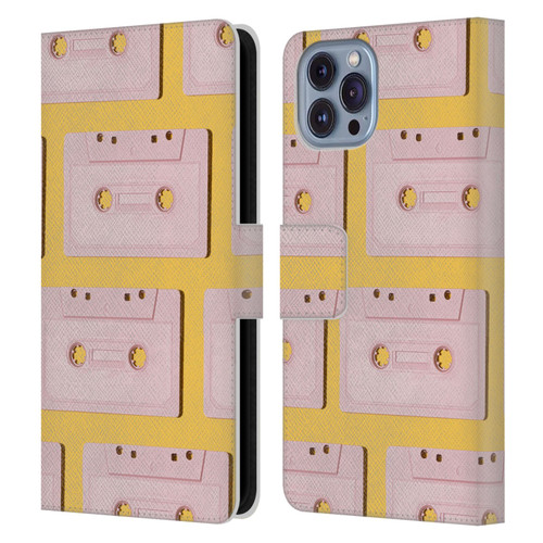 Pepino De Mar Patterns 2 Cassette Tape Leather Book Wallet Case Cover For Apple iPhone 14