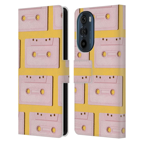 Pepino De Mar Patterns 2 Cassette Tape Leather Book Wallet Case Cover For Motorola Edge 30