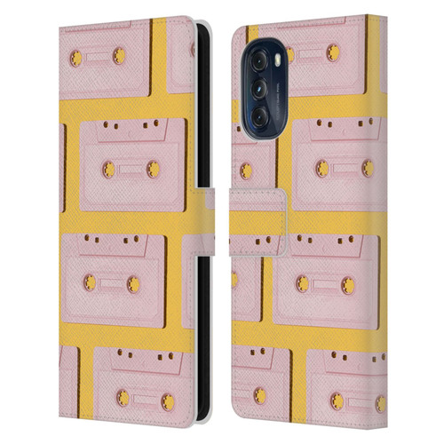 Pepino De Mar Patterns 2 Cassette Tape Leather Book Wallet Case Cover For Motorola Moto G (2022)