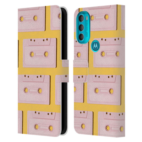 Pepino De Mar Patterns 2 Cassette Tape Leather Book Wallet Case Cover For Motorola Moto G71 5G
