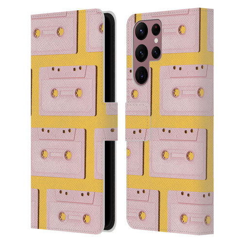 Pepino De Mar Patterns 2 Cassette Tape Leather Book Wallet Case Cover For Samsung Galaxy S22 Ultra 5G