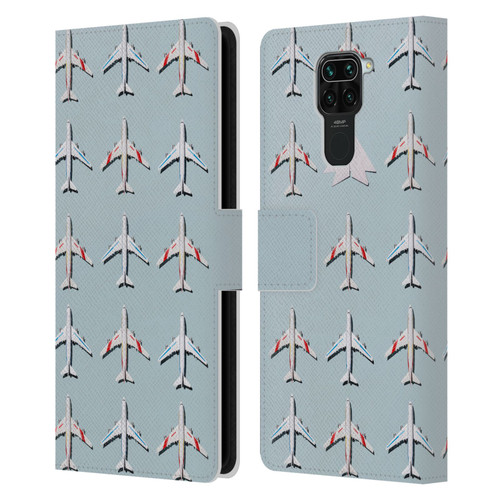 Pepino De Mar Patterns 2 Airplane Leather Book Wallet Case Cover For Xiaomi Redmi Note 9 / Redmi 10X 4G