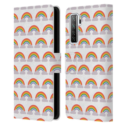 Pepino De Mar Rainbow Pattern Leather Book Wallet Case Cover For Huawei Nova 7 SE/P40 Lite 5G
